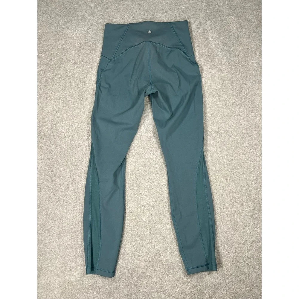 Lululemon Train Times 7/8 Pant High Rise Mesh Teal Leggings Size 6 Athletic Yoga